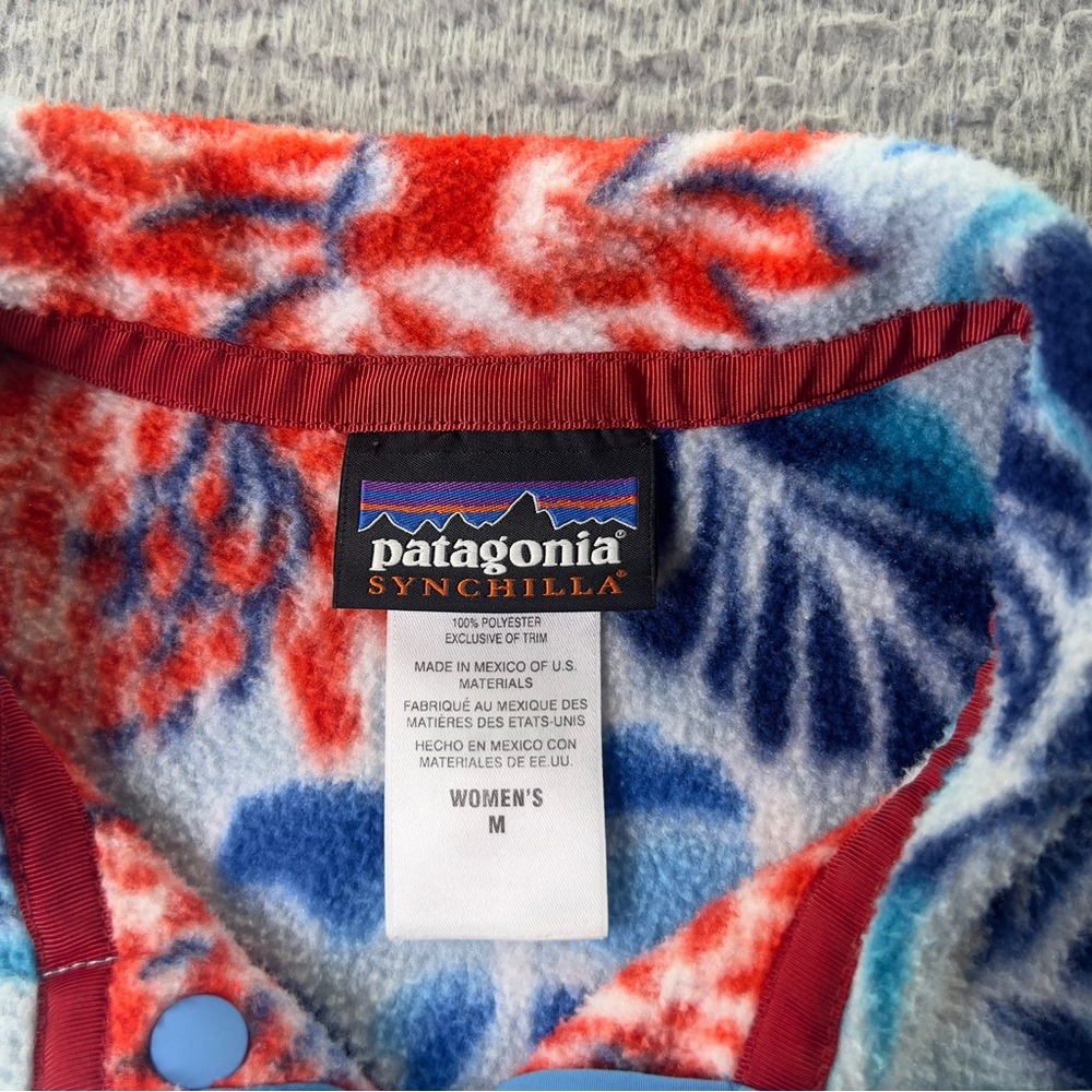 Patagonia Synchilla Sweater Womens Medium Multi Floral Snap T Fleece Pullover - Picture 4 of 14